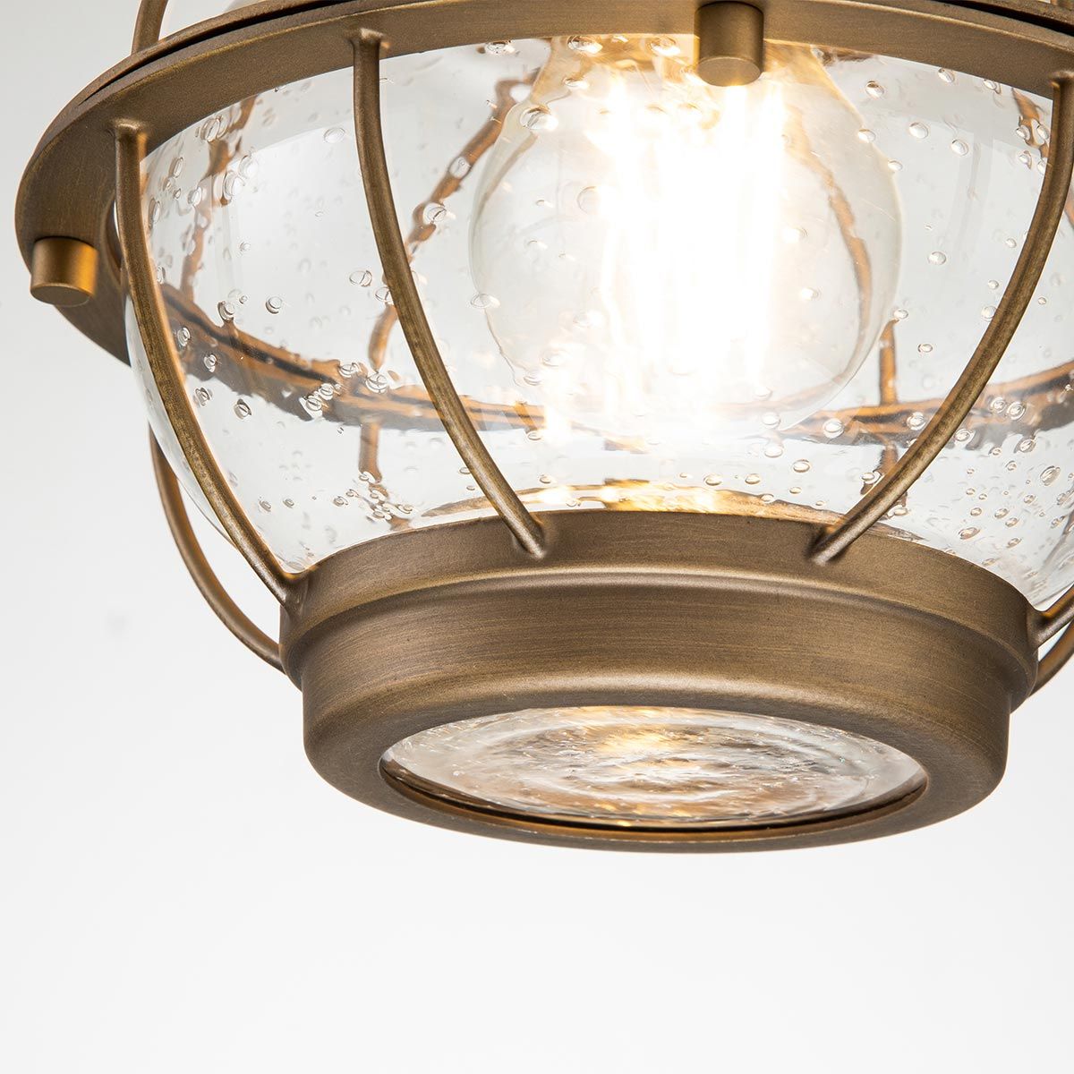 Bridge Point 1 Light Small Chain Lantern - Weathered Zinc/Natural Brass IP44 E27