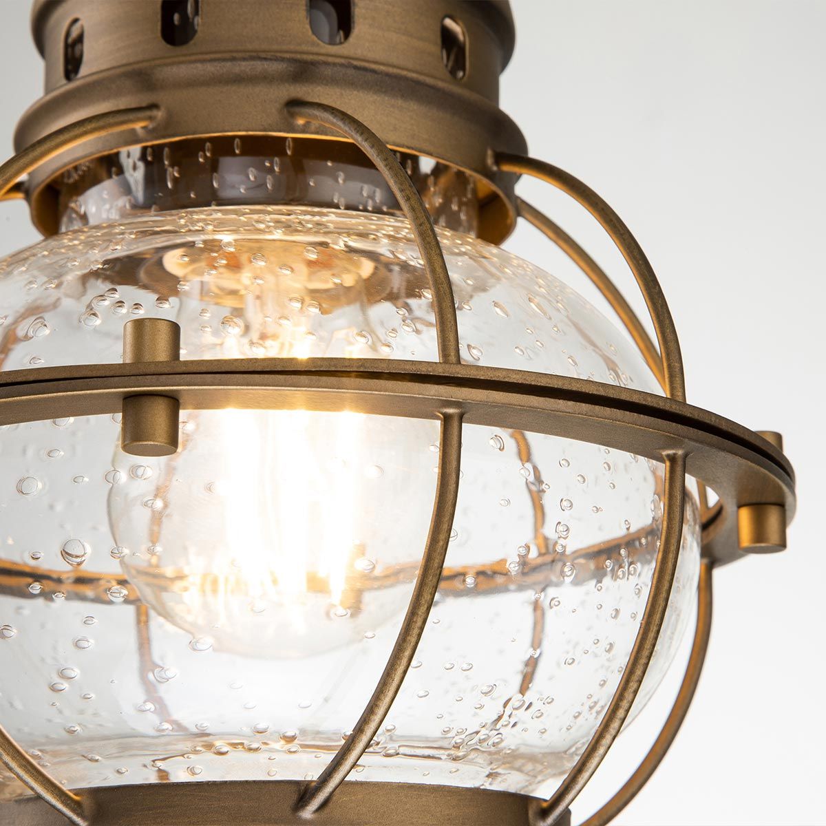 Bridge Point 1 Light Small Chain Lantern - Weathered Zinc/Natural Brass IP44 E27