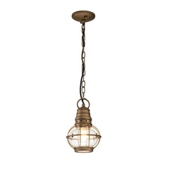 Bridge Point 1 Light Small Chain Lantern - Weathered Zinc/Natural Brass IP44 E27