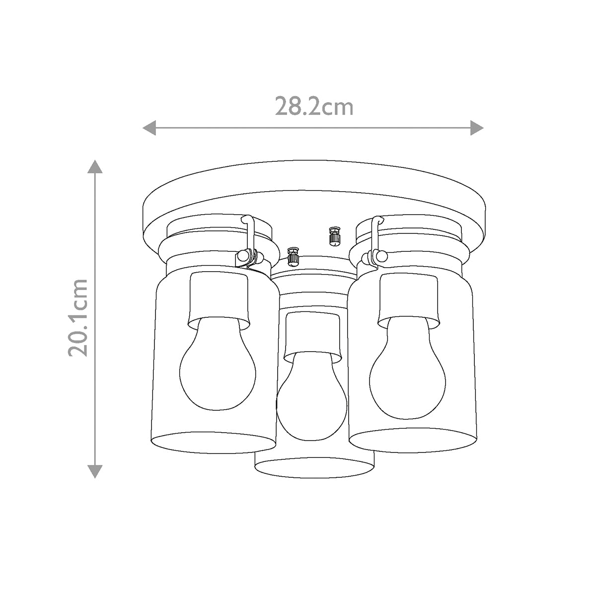 Brinley 3 Light Flush - Brushed Brass/Brushed Nickel/Olde Bronze E27