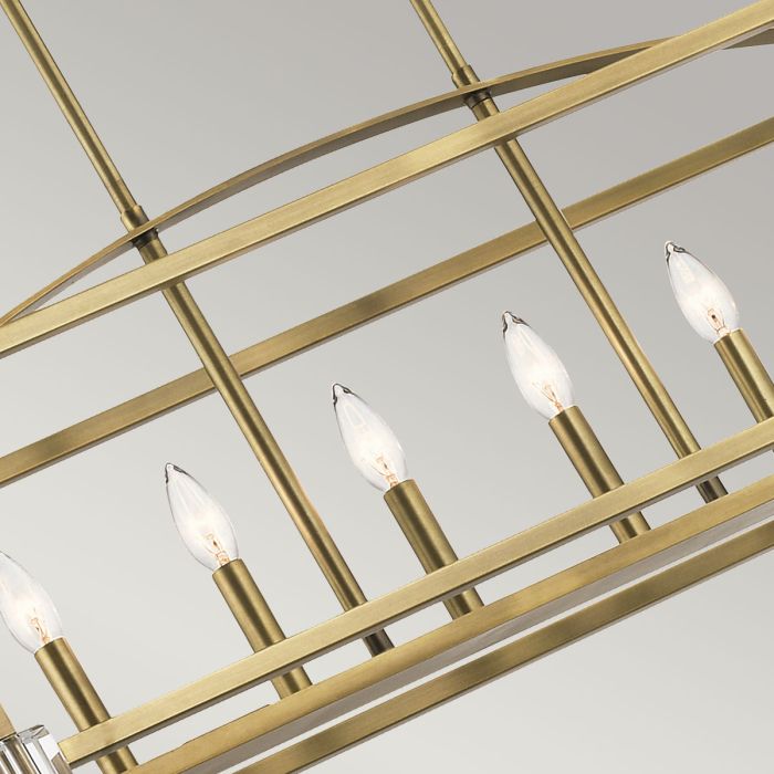 Cayden 6 Light Linear Chandelier - Natural Brass
