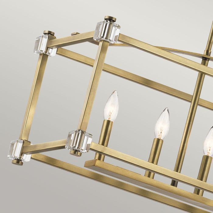 Cayden 6 Light Linear Chandelier - Natural Brass