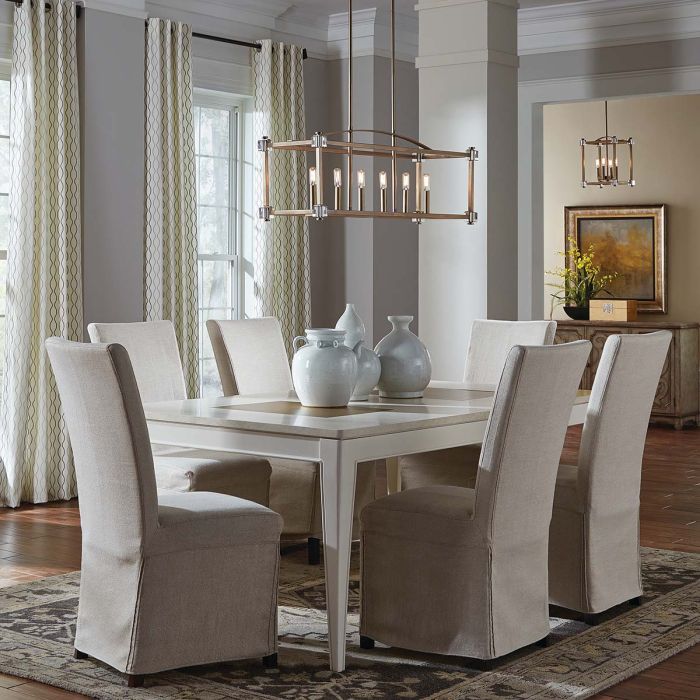 Cayden 6 Light Linear Chandelier - Natural Brass