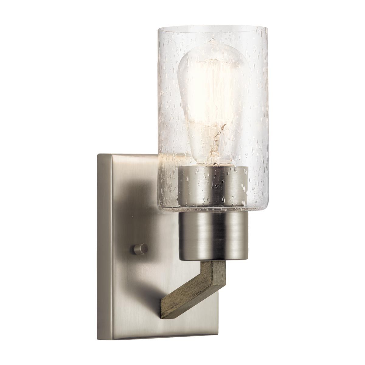 Deryn 1 Light Wall Light - Distressed Antique Grey/Natural Brass IP20 E27