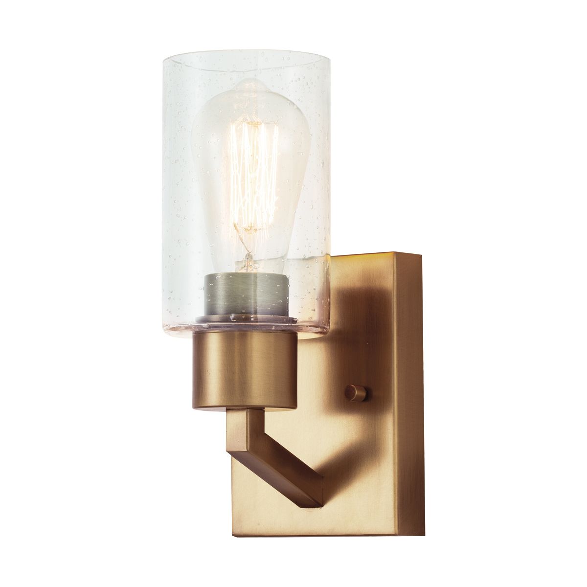Deryn 1 Light Wall Light - Distressed Antique Grey/Natural Brass IP20 E27