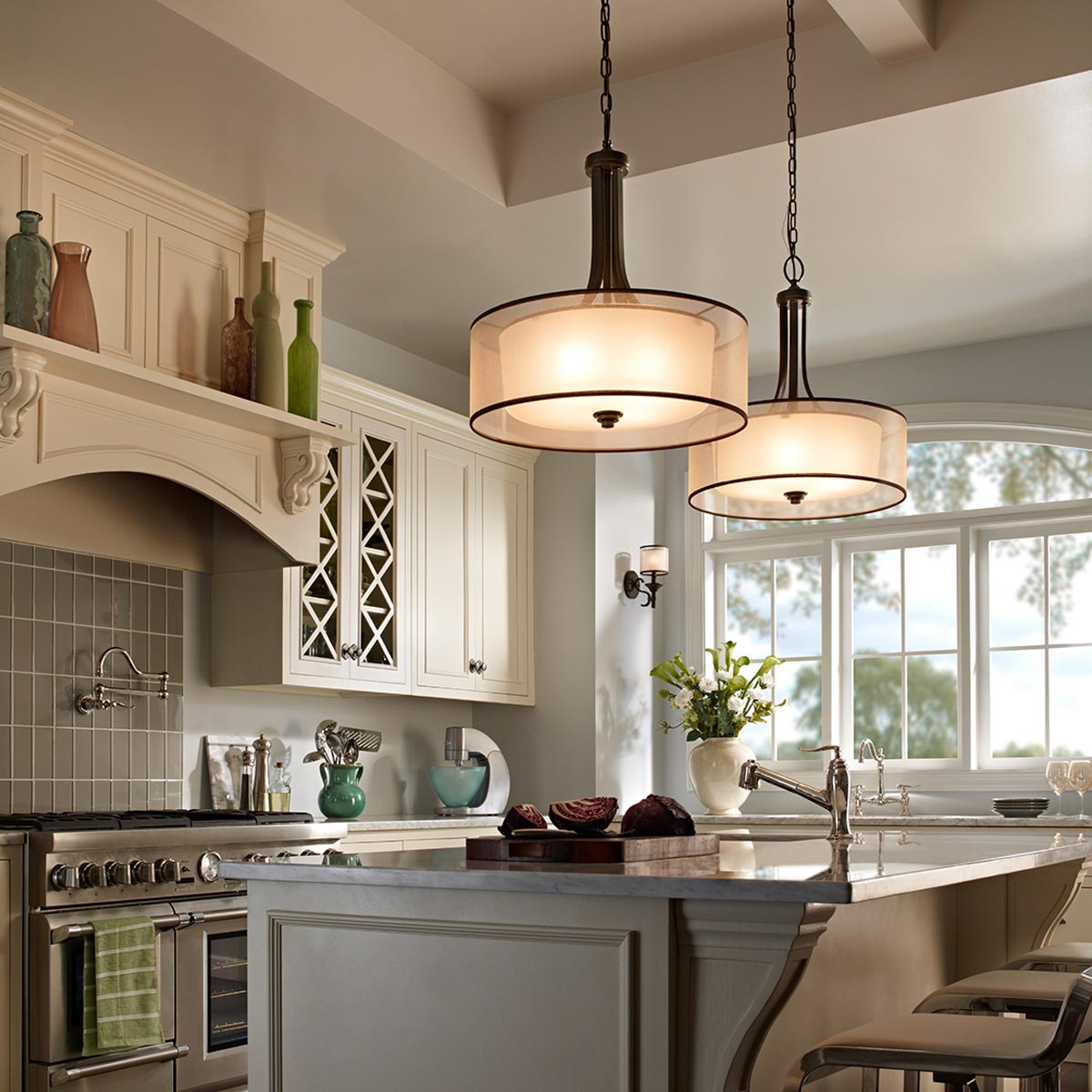 Lacey 4 Light Large Pendant - Antique Pewter/Mission Bronze E27
