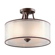 Lacey 3/4Lt Small Semi-Flush - Mission Bronze/Antique Pewter E27