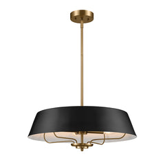 Luella 3/4Lt Duo-Mount Pendant - Black & Brass/Brushed Natural Brass E14