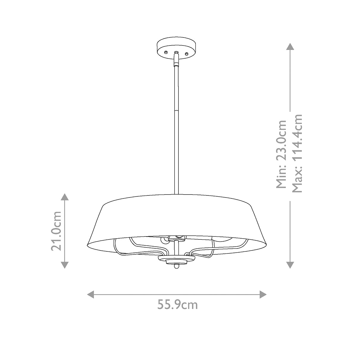 Luella 3/4Lt Duo-Mount Pendant - Black & Brass/Brushed Natural Brass E14