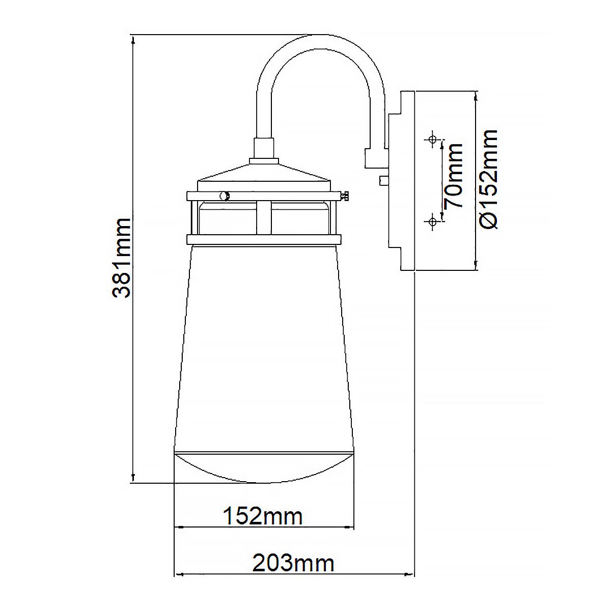 Lyndon 1 Light Small/Medium Outdoor Wall Lantern - Brushed Aluminium/Bronze E27 IP44