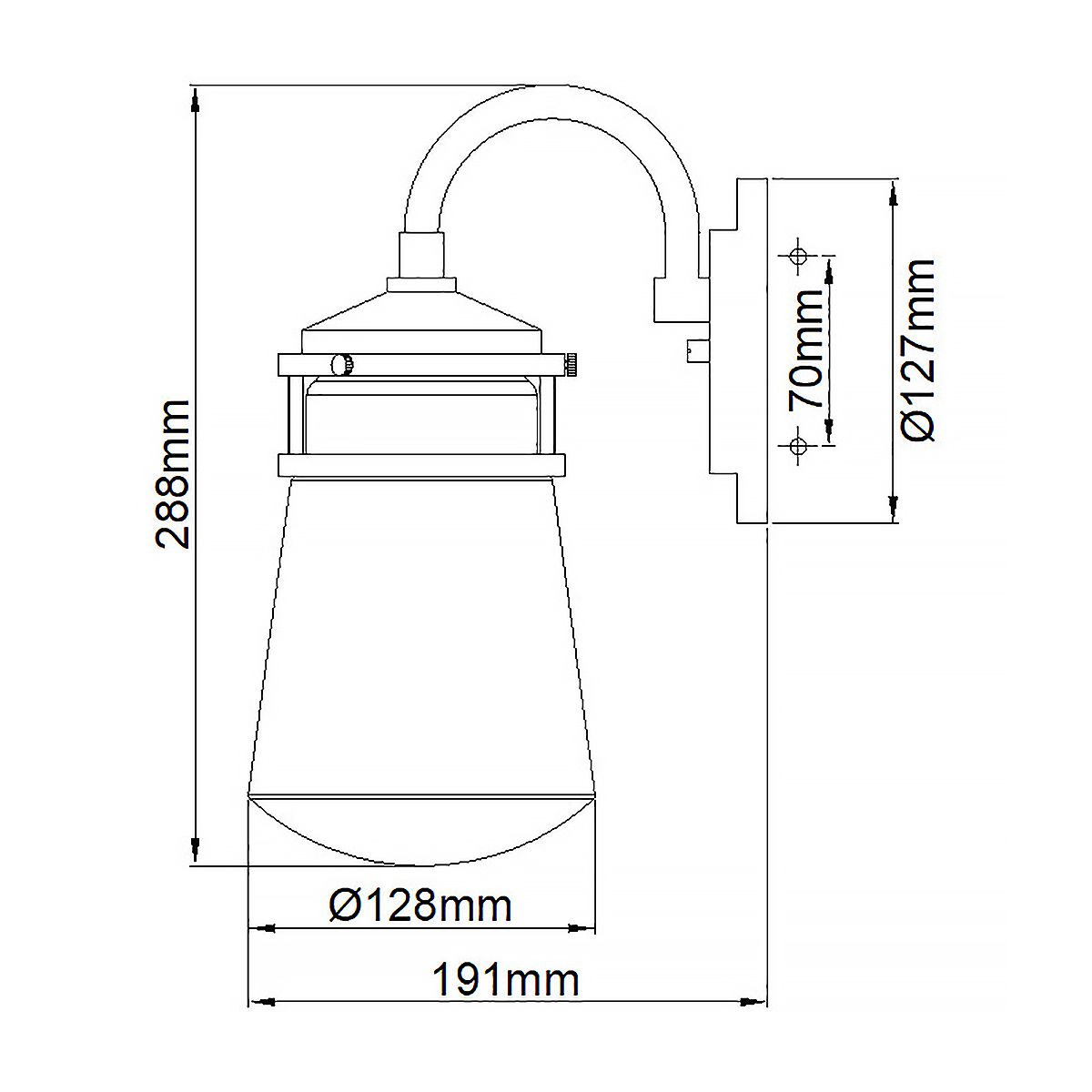 Lyndon 1 Light Small/Medium Outdoor Wall Lantern - Brushed Aluminium/Bronze E27 IP44