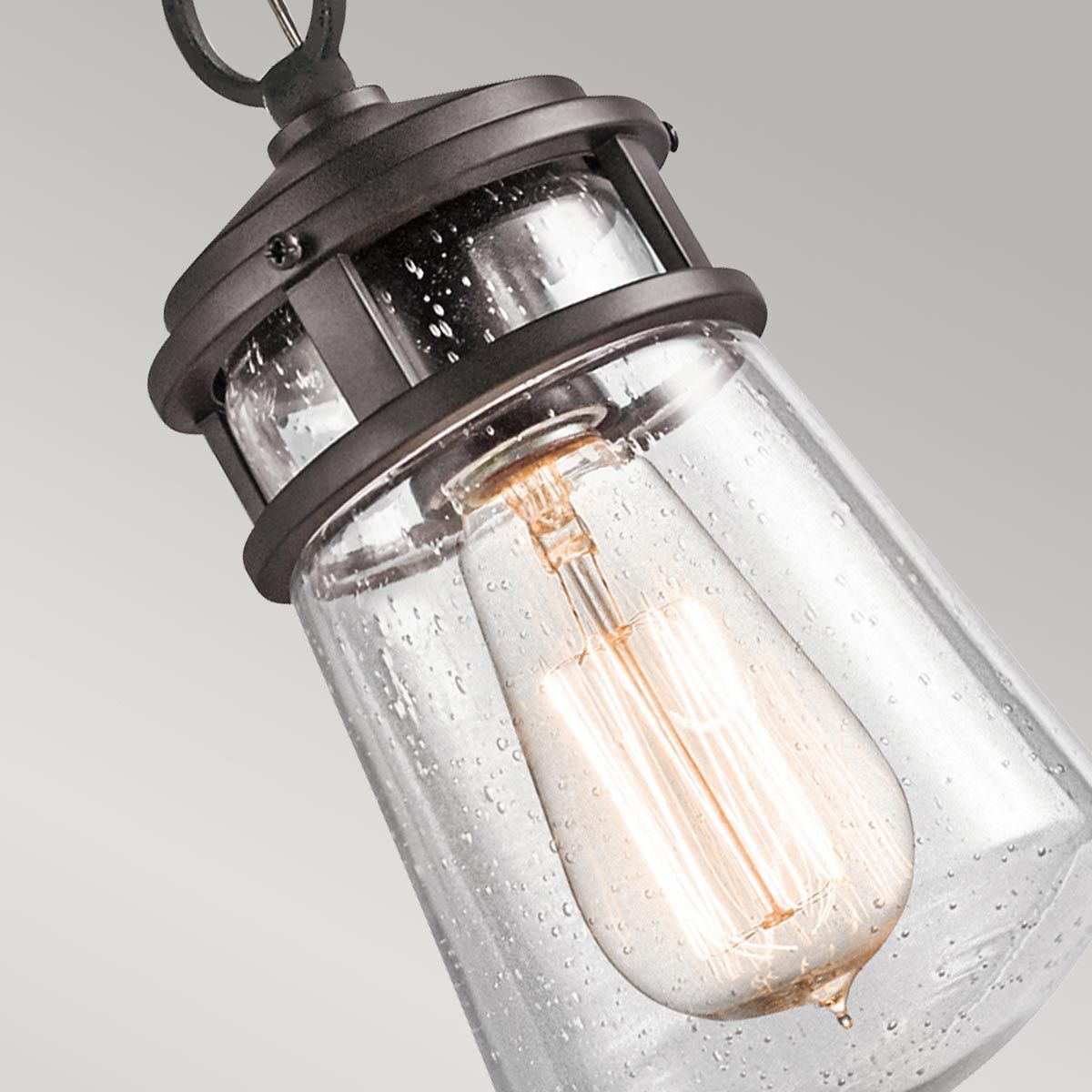 Lyndon 1 Light Small Chain Lantern - Architectural Bronze/Brushed Aluminium IP44 E27