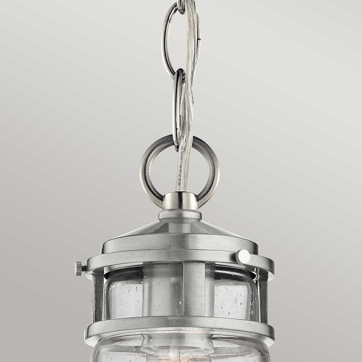 Lyndon 1 Light Small Chain Lantern - Architectural Bronze/Brushed Aluminium IP44 E27