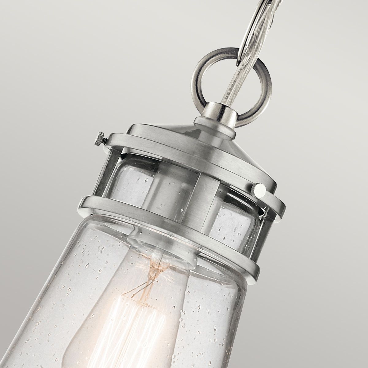 Lyndon 1 Light Small Chain Lantern - Architectural Bronze/Brushed Aluminium IP44 E27