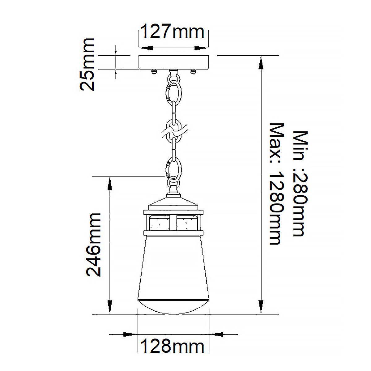 Lyndon 1 Light Small Chain Lantern - Architectural Bronze/Brushed Aluminium IP44 E27