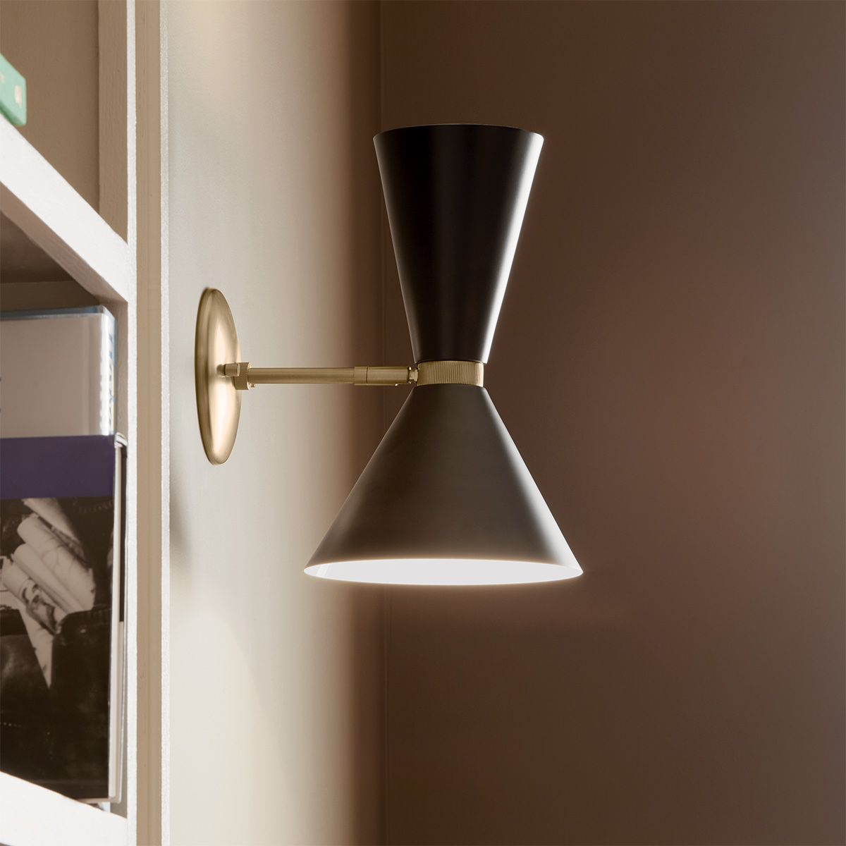 Phix 1 arm, 2 light up and down Wall Light - Champagne Bronze, Black