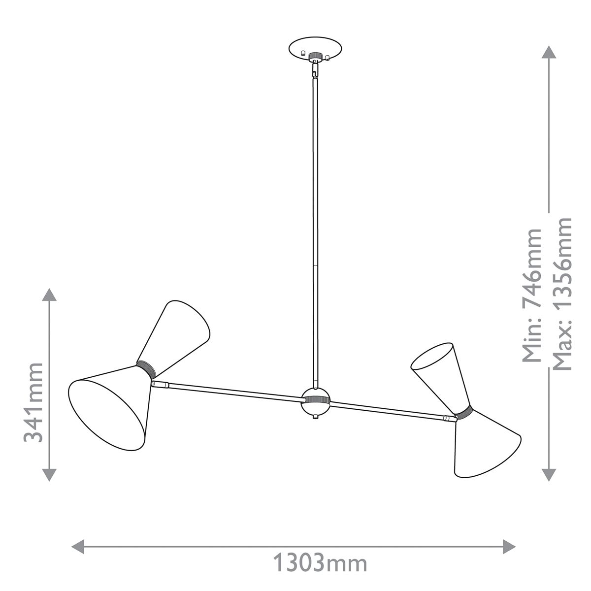 Phix 4 light 2 arm up and down linear Chandelier - Champagne Bronze, Black