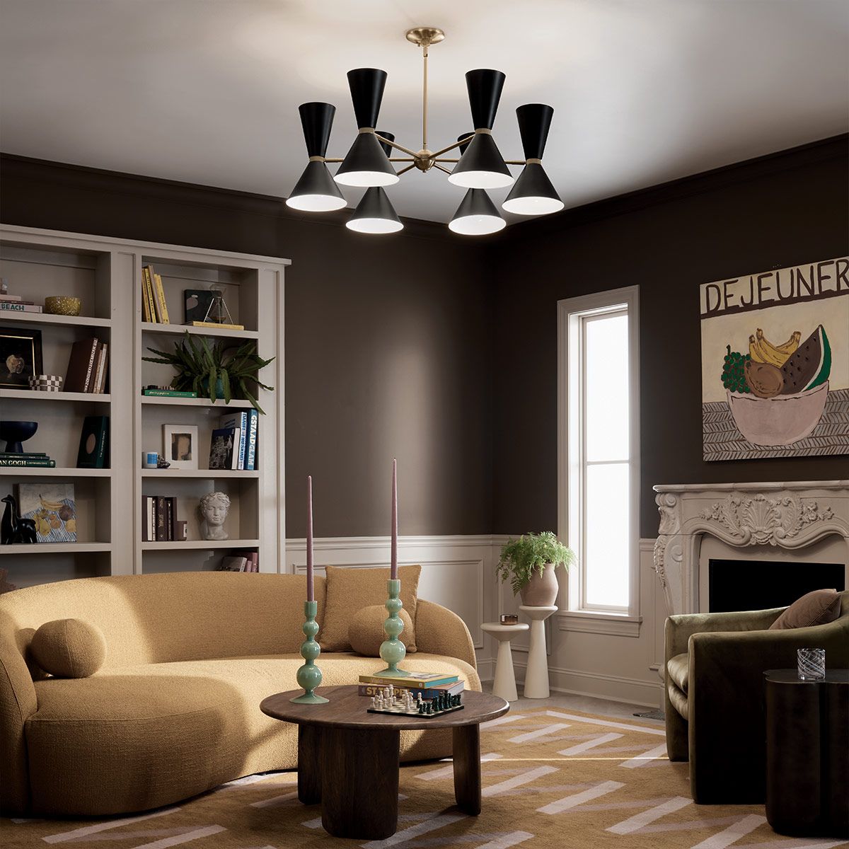 Phix 6/12 Light 3/6 arm up and down Chandelier - Champagne Bronze, Black