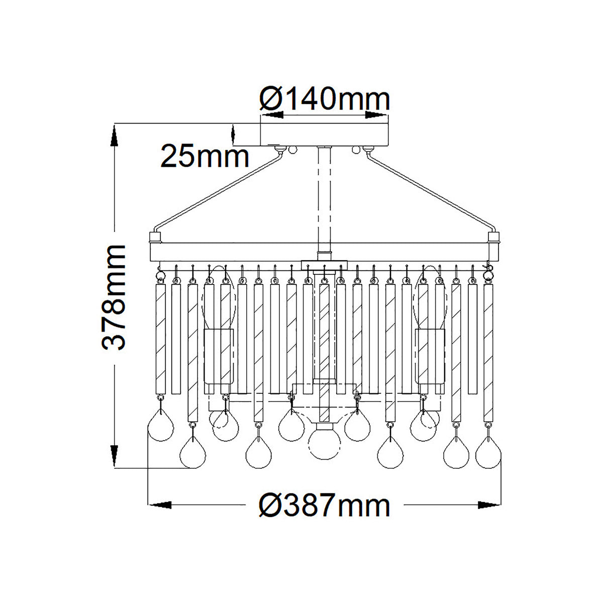 Piper 3 Light Semi-Flush - Polished Chrome E14