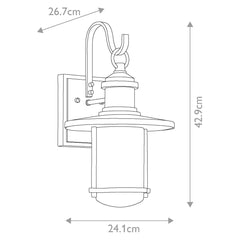 Riverwood Small/Medium/Large/Extra Large Outdoor Lantern - Weathered Zinc E27 IP44