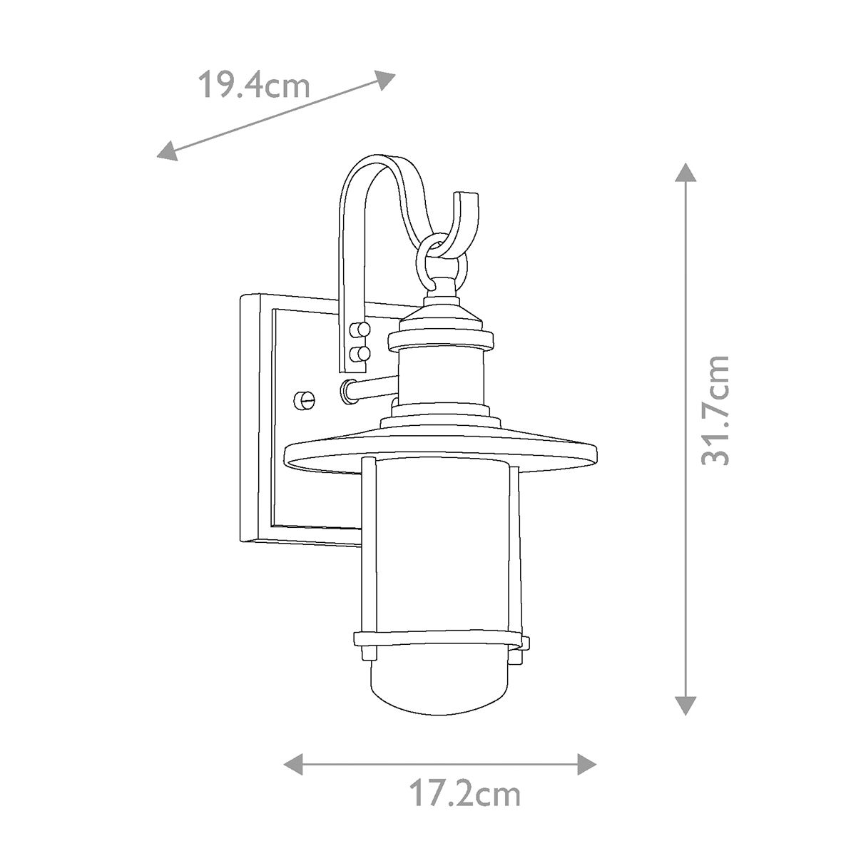 Riverwood Small/Medium/Large/Extra Large Outdoor Lantern - Weathered Zinc E27 IP44