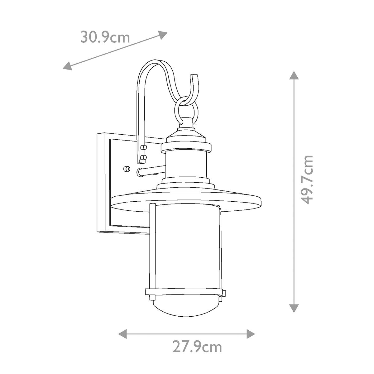 Riverwood Small/Medium/Large/Extra Large Outdoor Lantern - Weathered Zinc E27 IP44