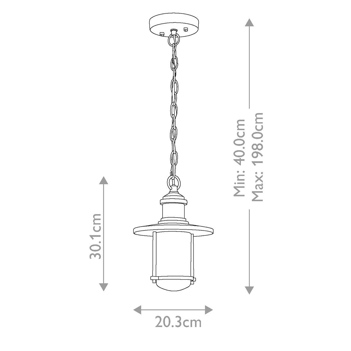 Riverwood Chain Lantern - Weathered Zinc IP44 E27
