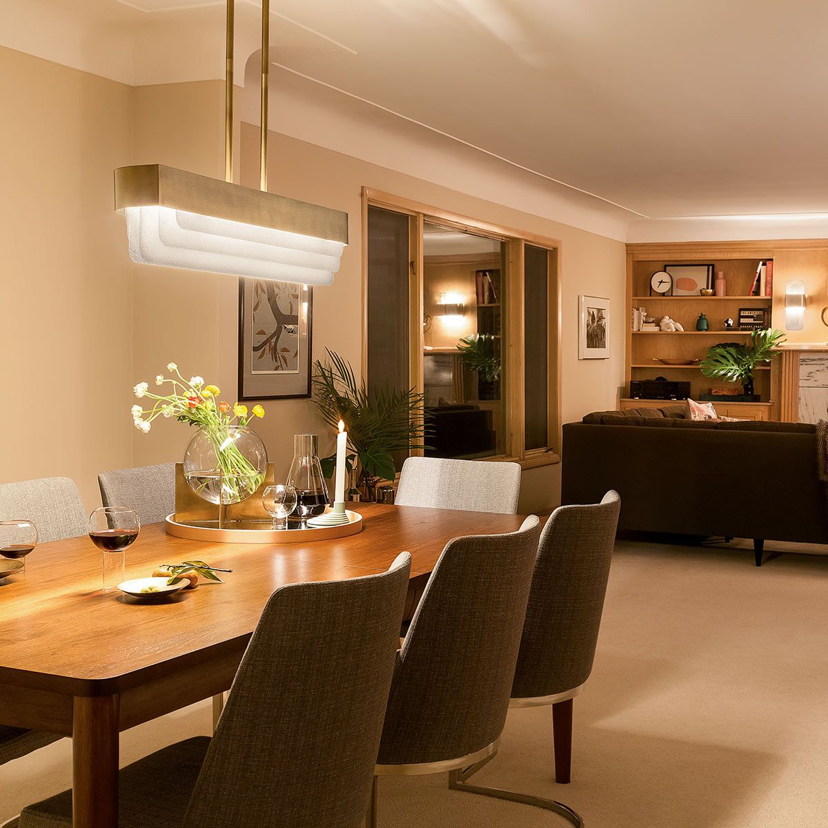 Serene 2 lt LED Chandelier - Natural Brass