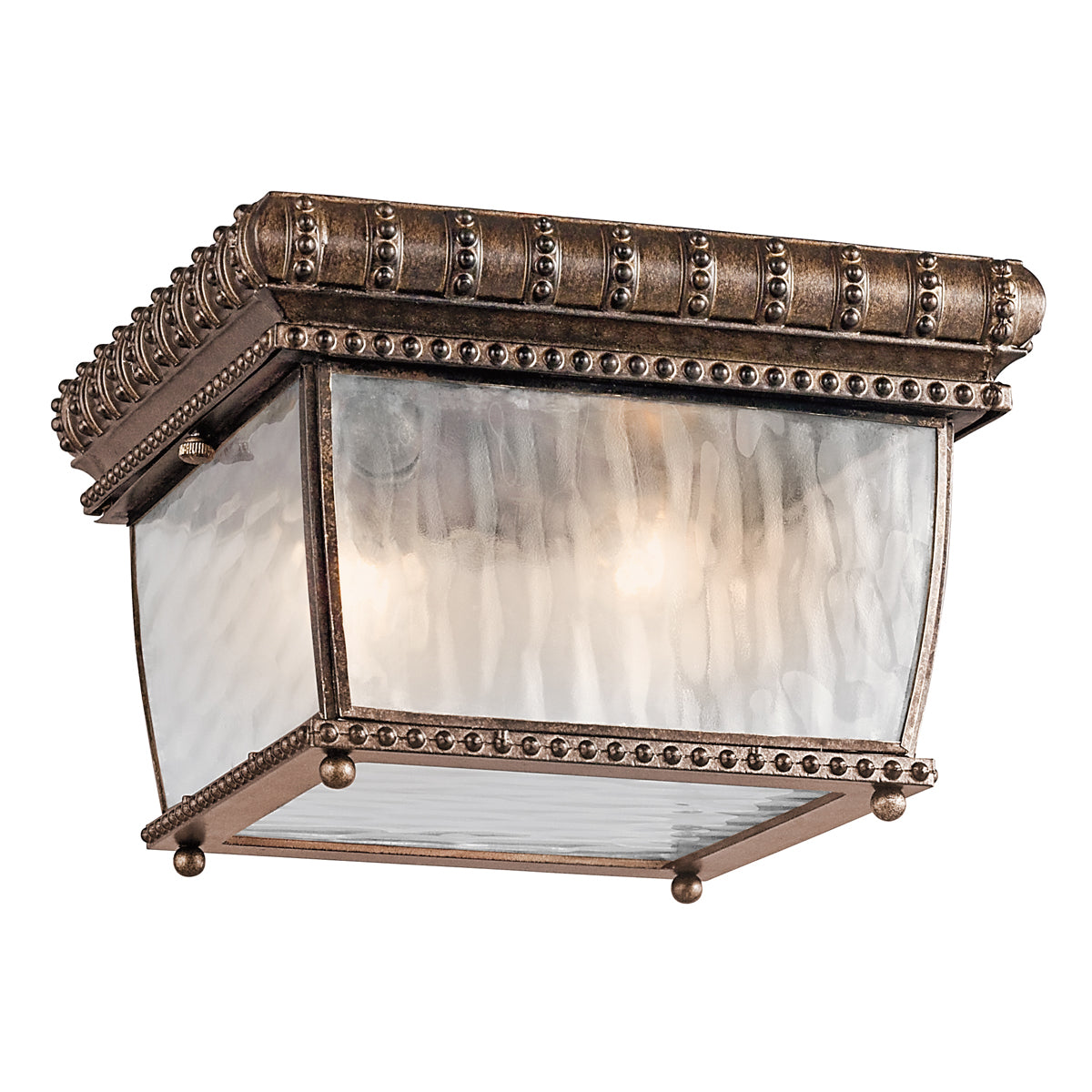 Venetian Rain 2 Light Flush Mount – Brushed Bronze Finish