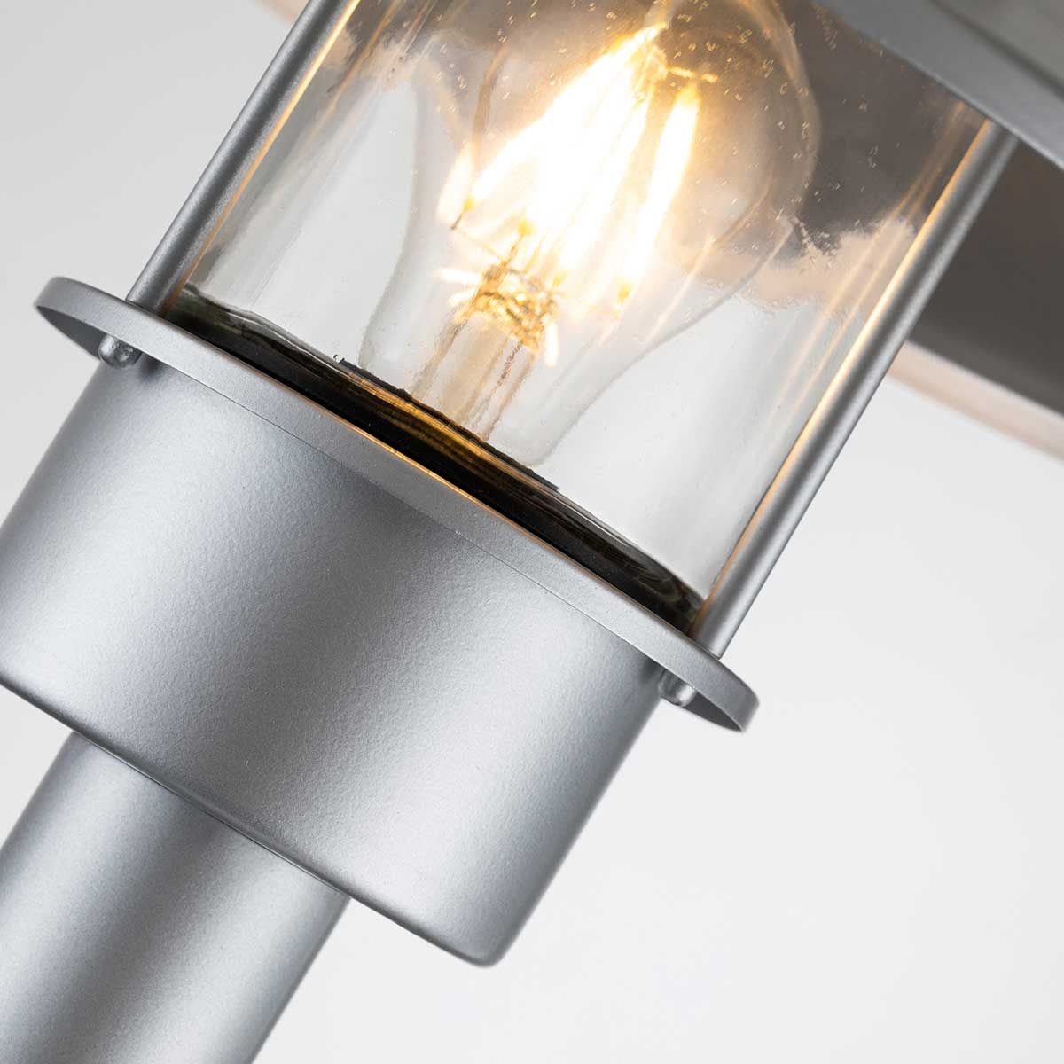 Klampenborg 1 Light Post Light - Black/Silver IP44 E27