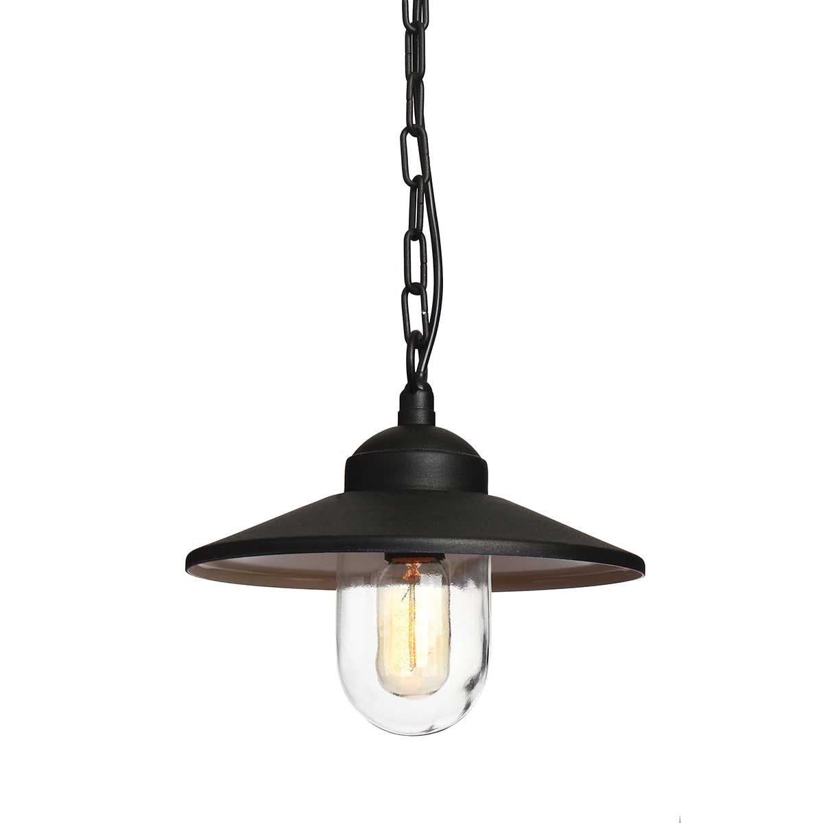 Klampenborg 1 Light Chain Lantern - Black/Silver IP44 E27