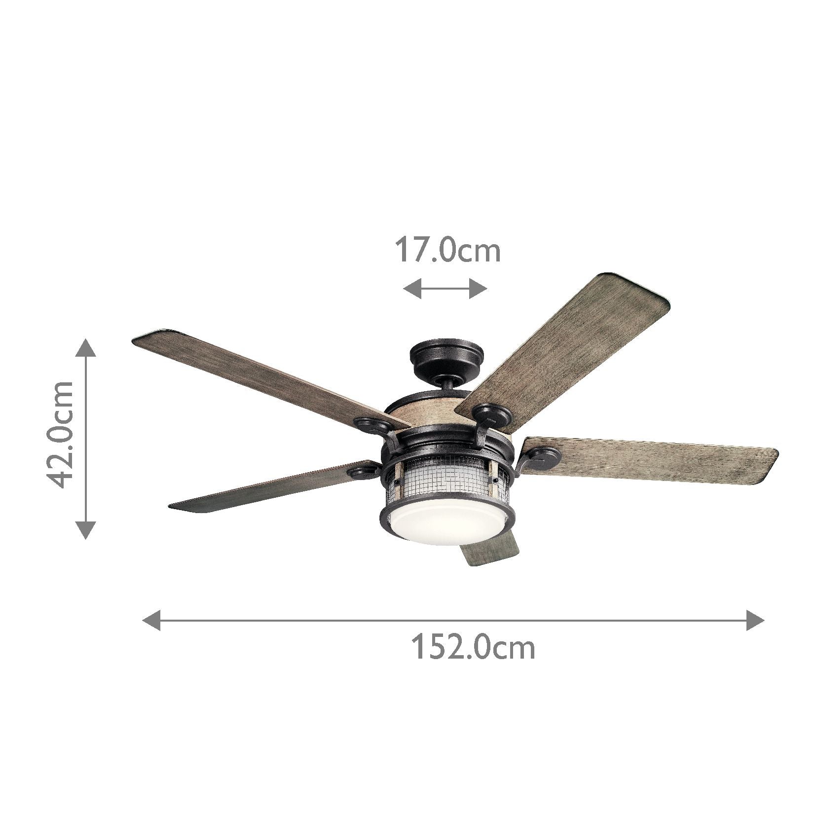 Ahrendale IP44- 60in / 152cm Fan - Anvil Iron