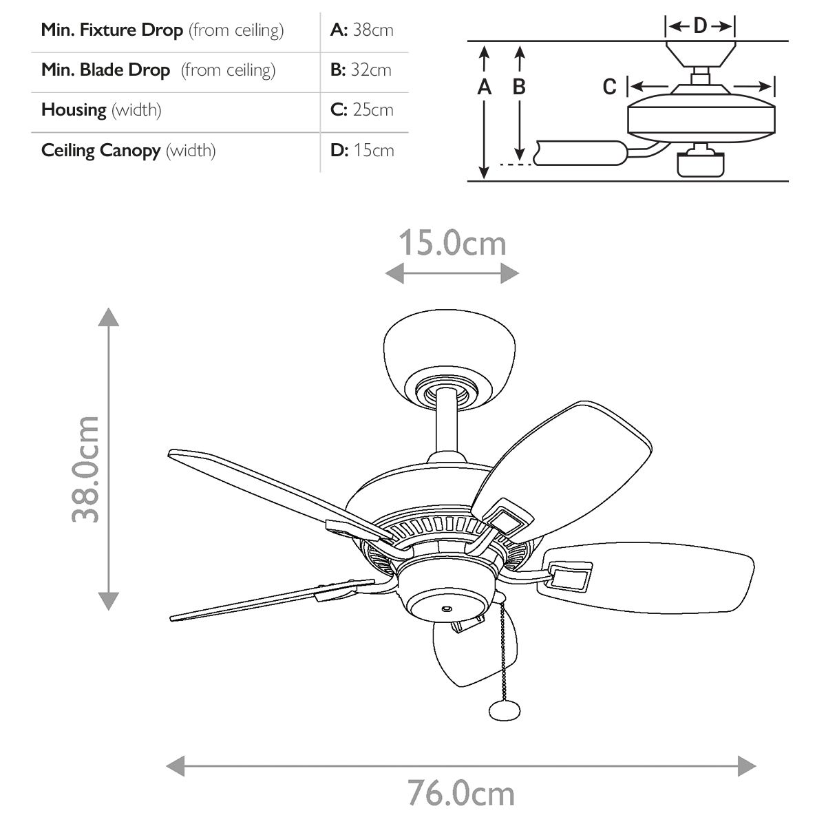 Canfield IP20 - 30in / 76cm Fan - Brushed Nickel