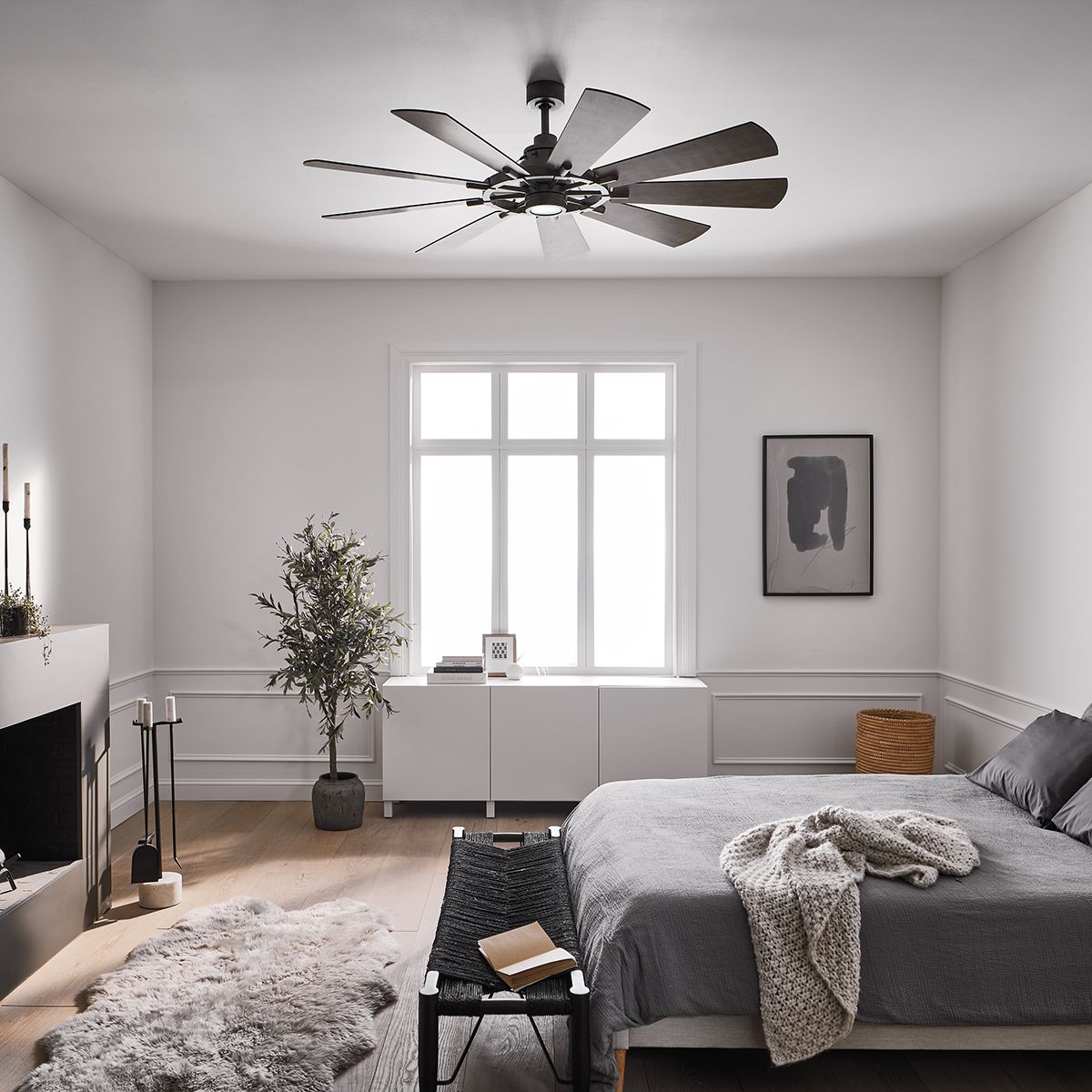 Gentry IP20 Fan - Weathered Zinc - Small and Large