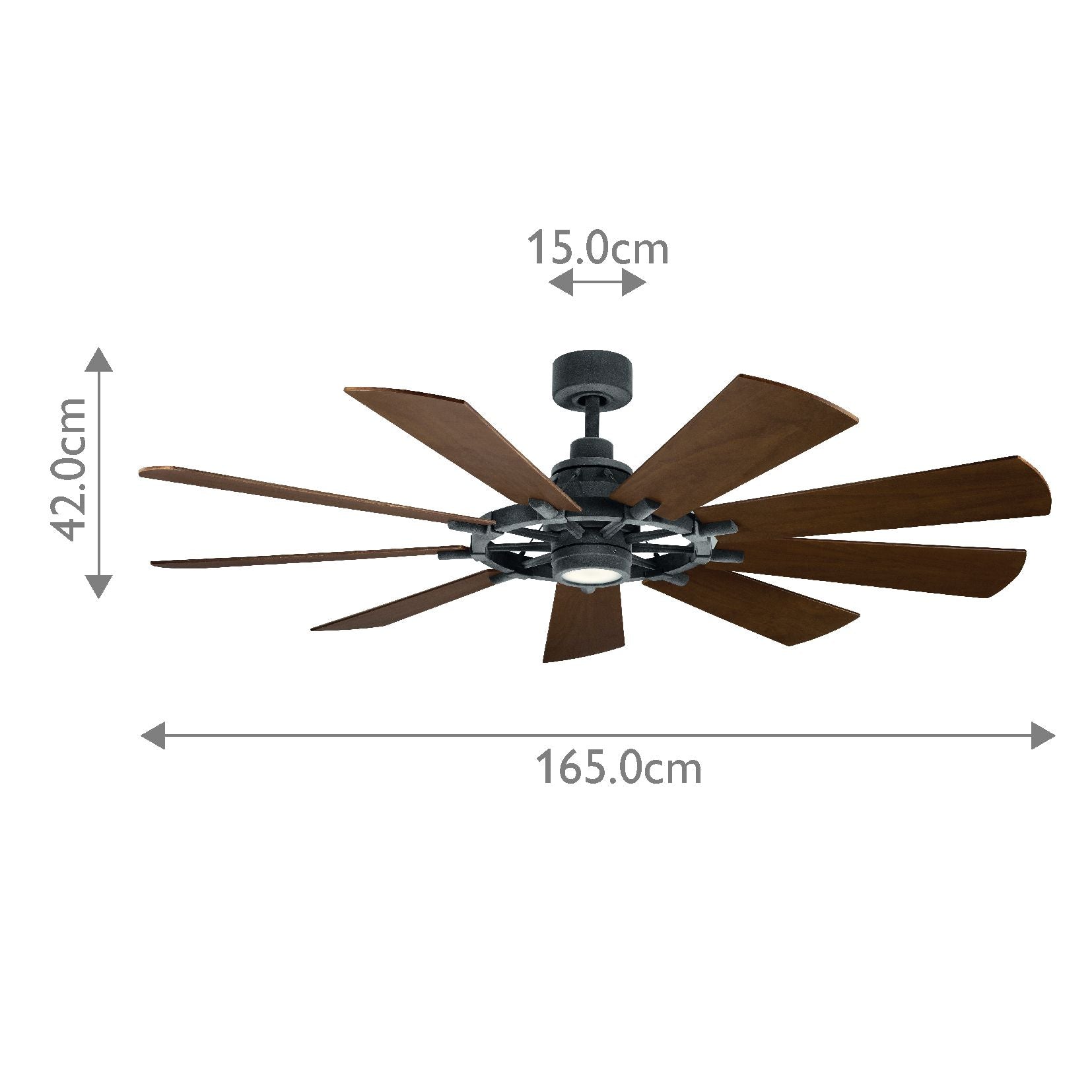 Gentry IP20 Fan - Weathered Zinc - Small and Large