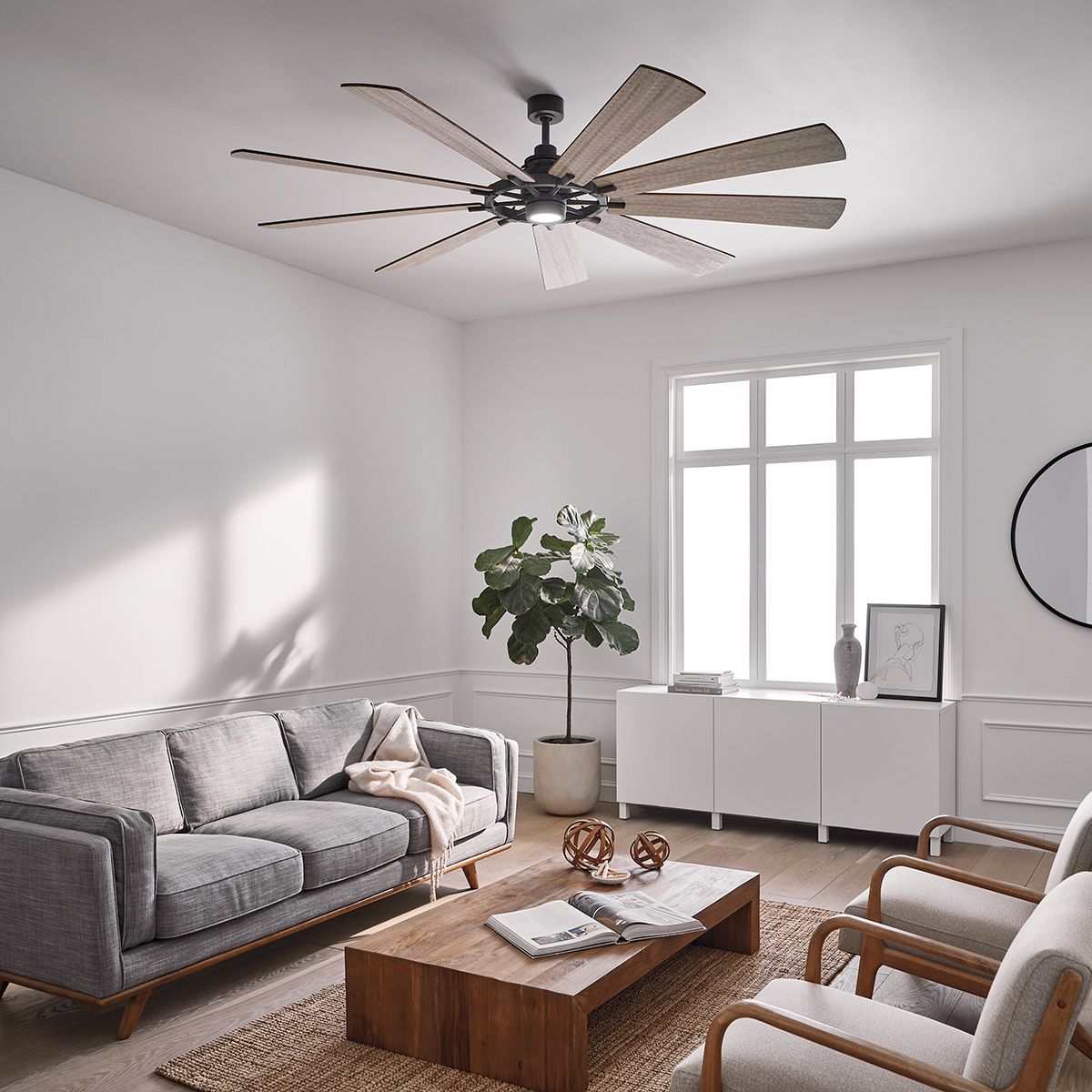 Gentry IP20 Fan - Weathered Zinc - Small and Large