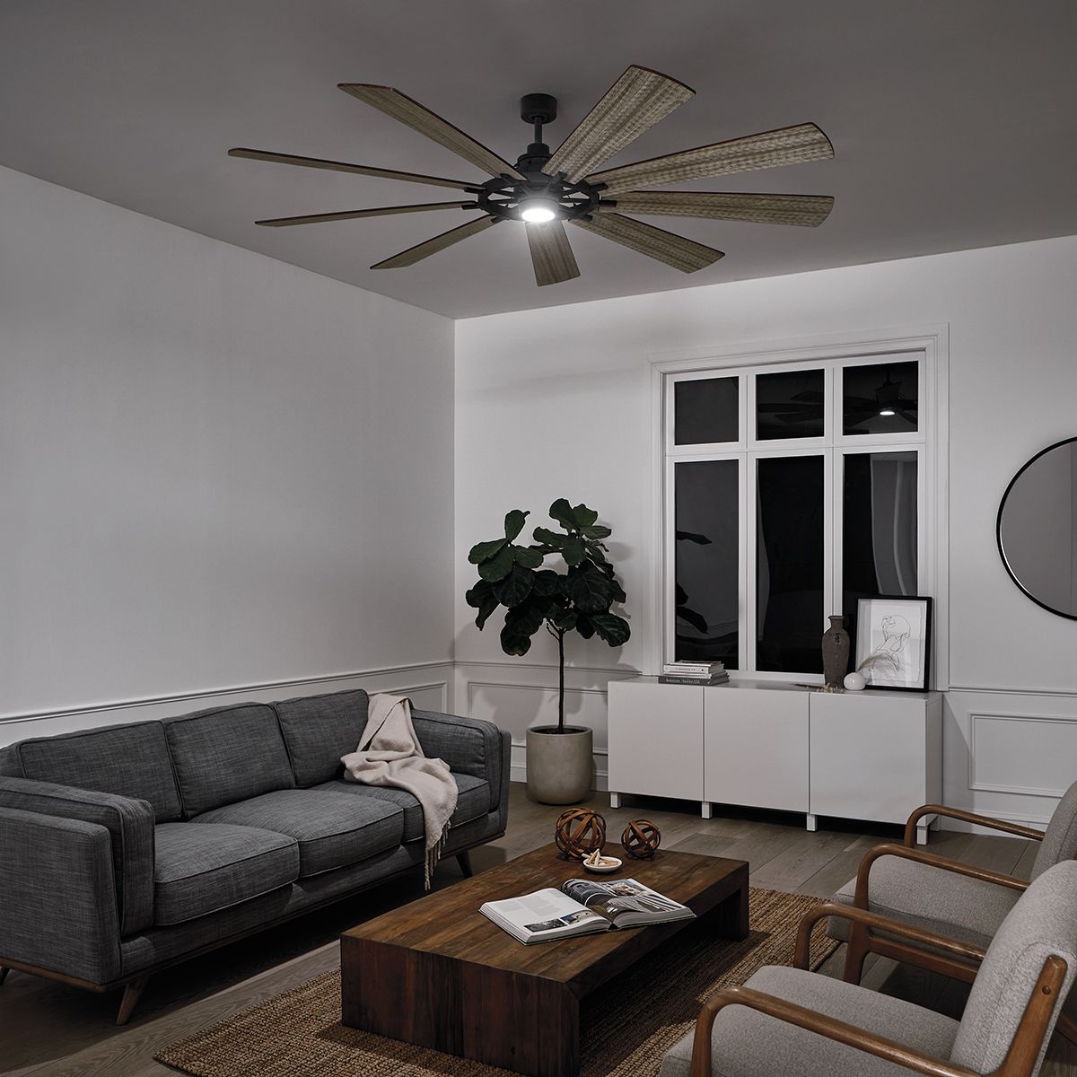 Gentry IP20 Fan - Weathered Zinc - Small and Large