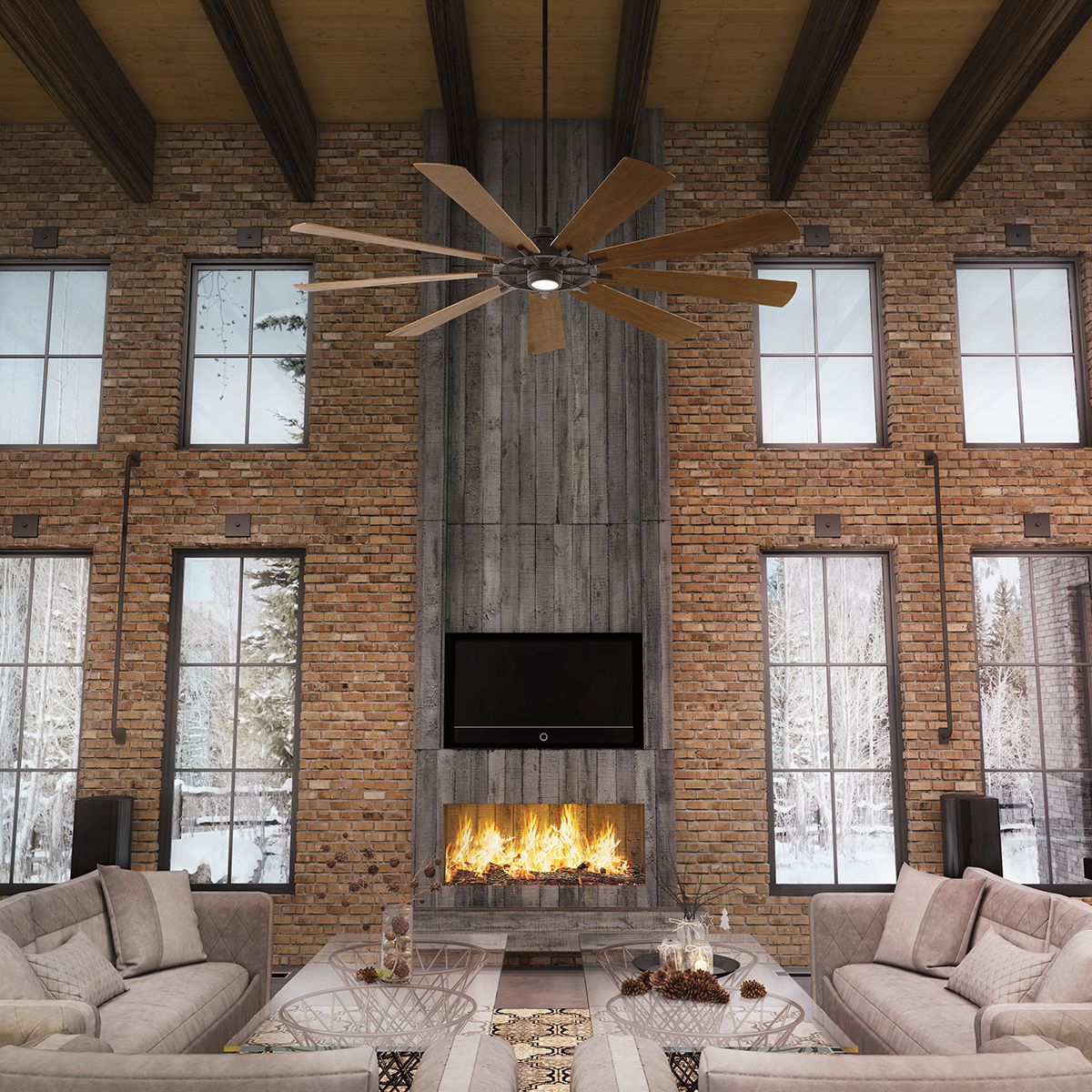 Gentry IP20 Fan - Weathered Zinc - Small and Large
