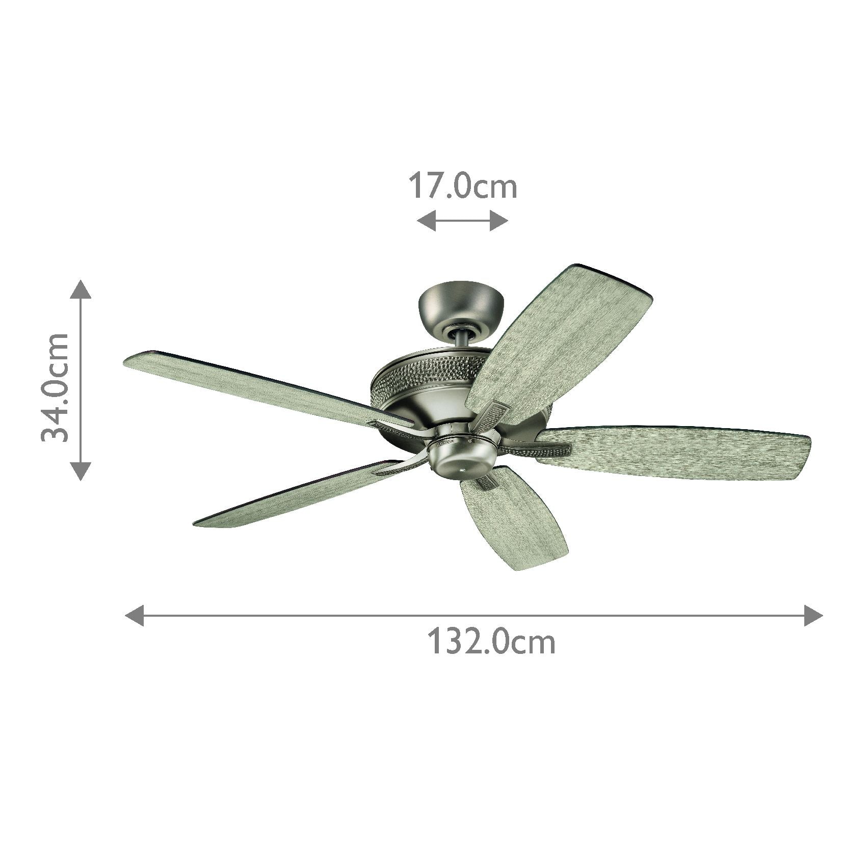 Monarch II IP20 - 52in / 132cm Fan - Burnished Antique Pewter