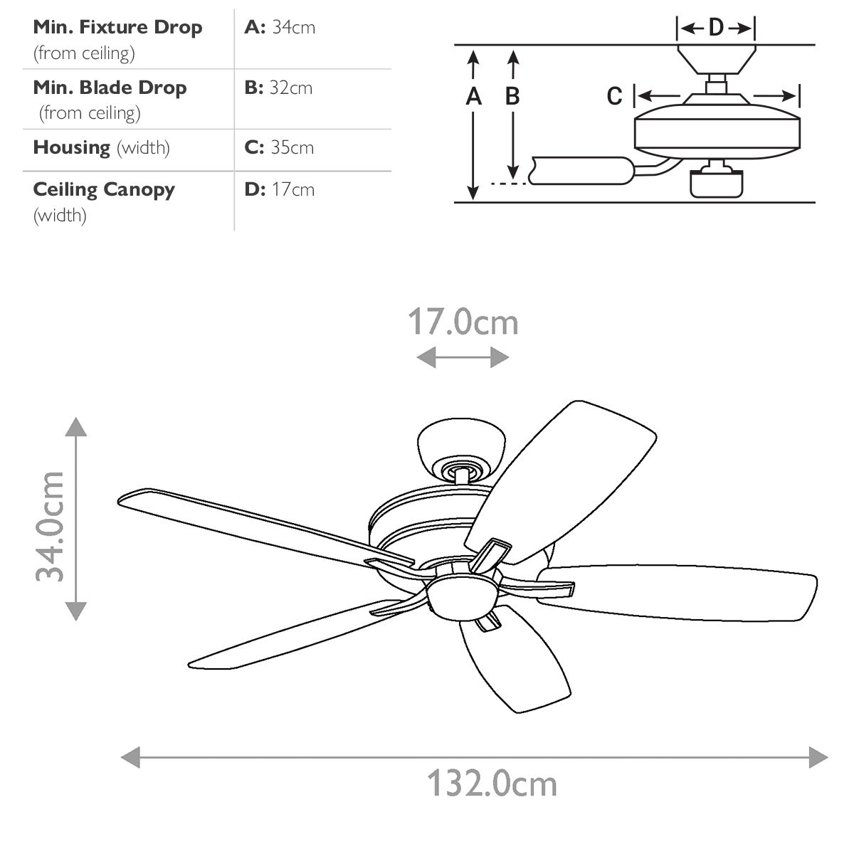 Monarch II IP20 - 52in / 132cm Fan - Burnished Antique Pewter