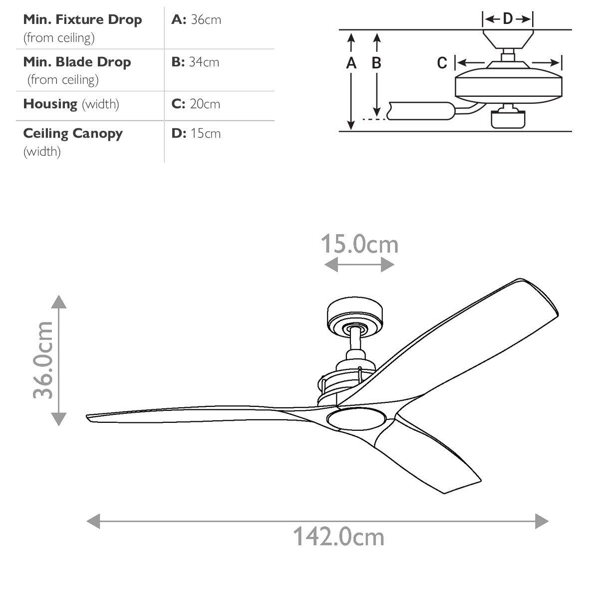 Ried IP20 - 56in / 142cm Fan - Anvil Iron