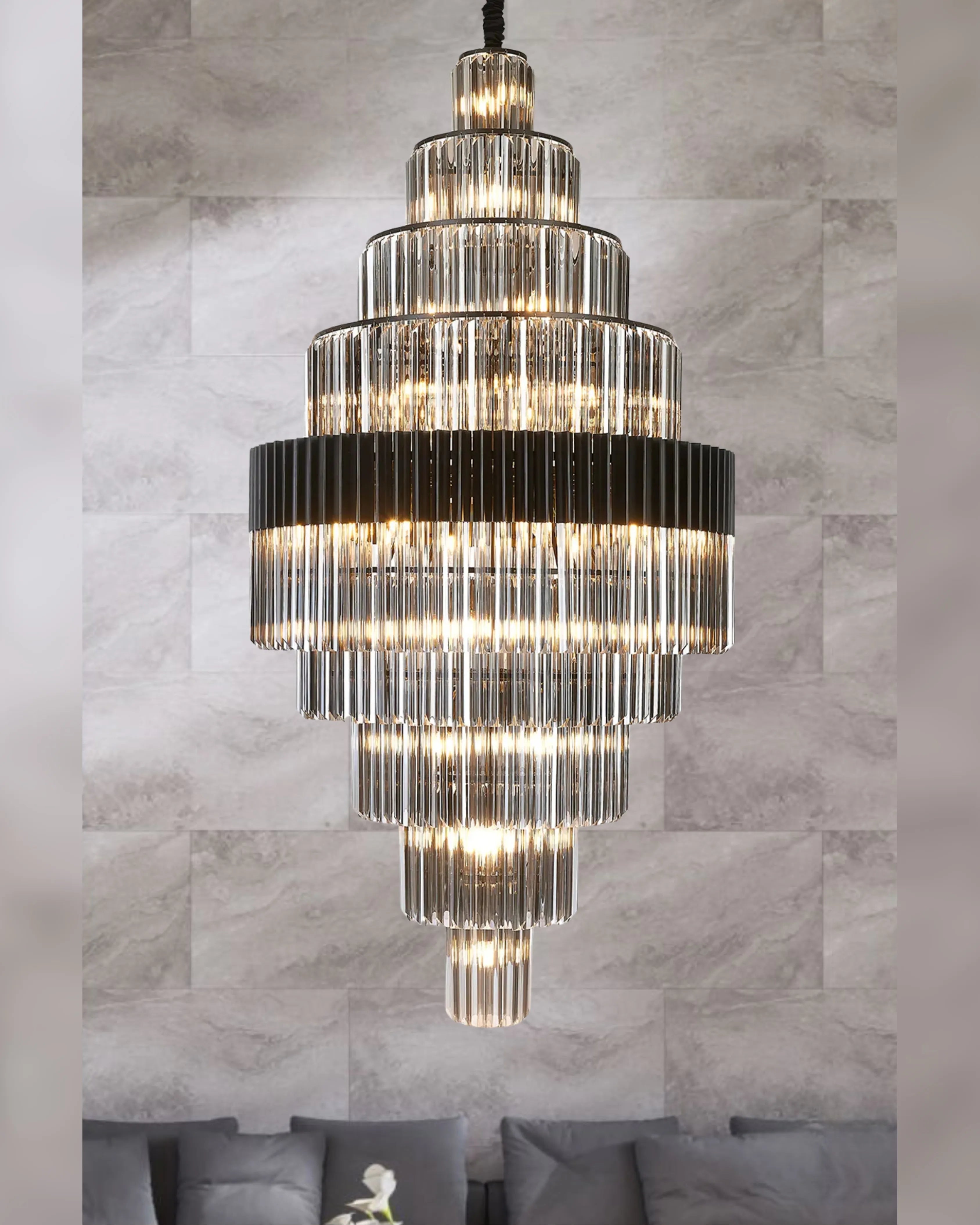 Georgia 90cm Diamond Pendant Round 9 Tier 42 Light- Various Finishes