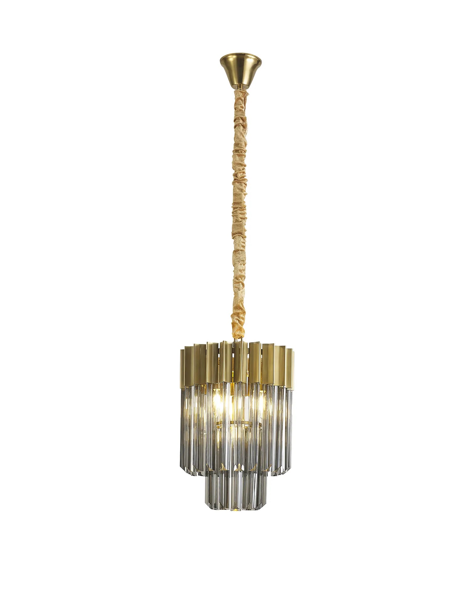 Georgia 4lt Round Pendant - Matt Black/Brass/Polished Nickel