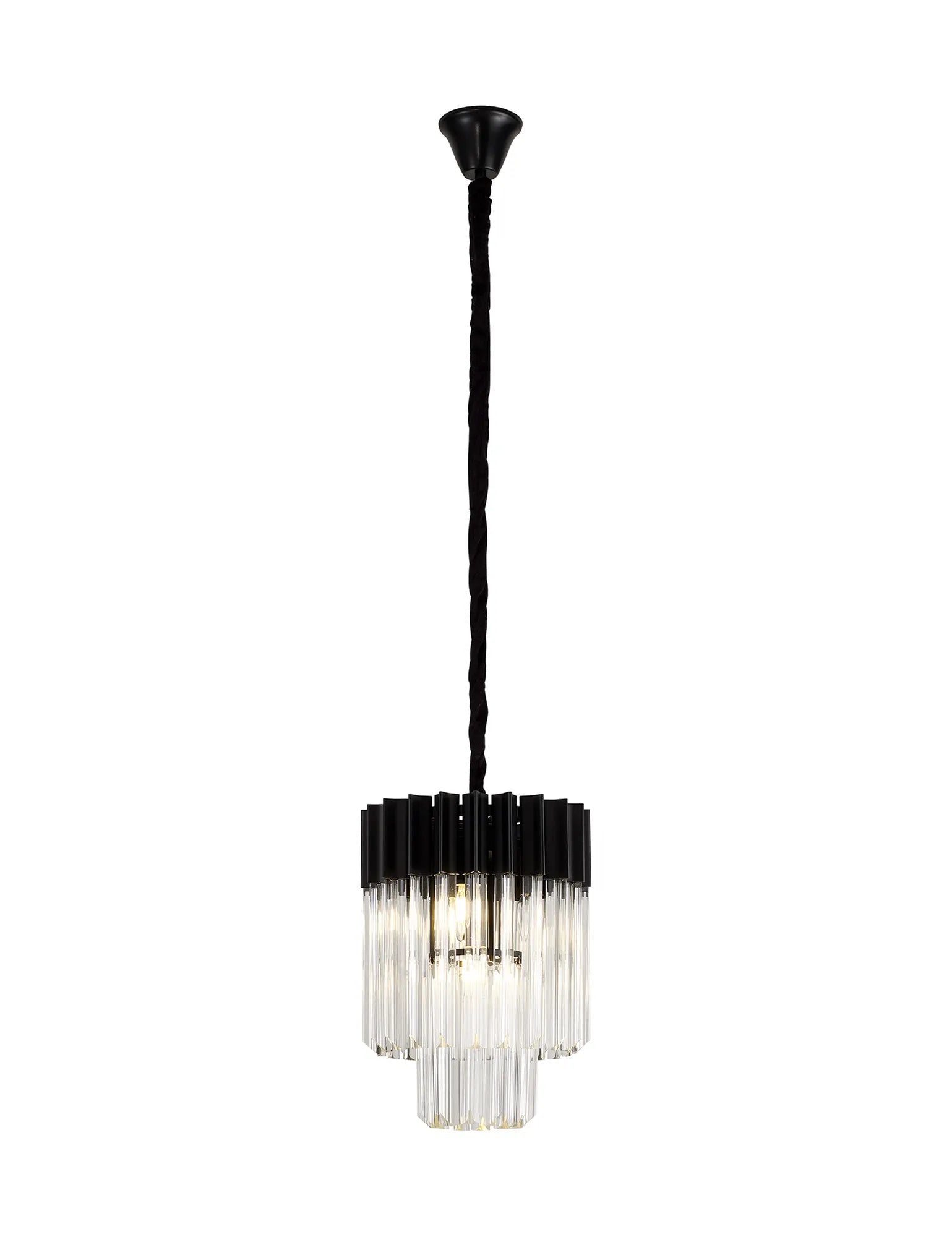 Georgia 4lt Round Pendant - Matt Black/Brass/Polished Nickel