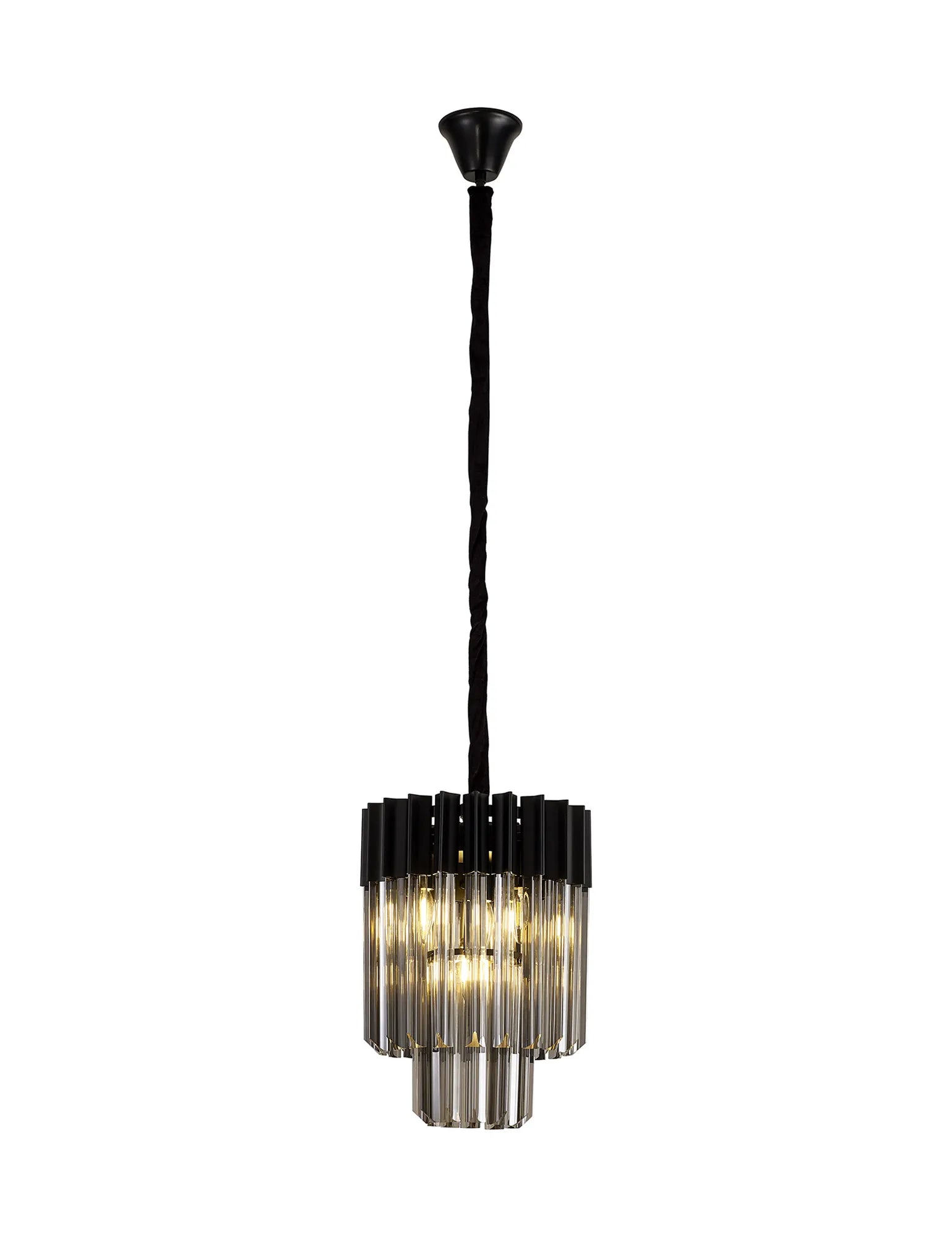 Georgia 4lt Round Pendant - Matt Black/Brass/Polished Nickel