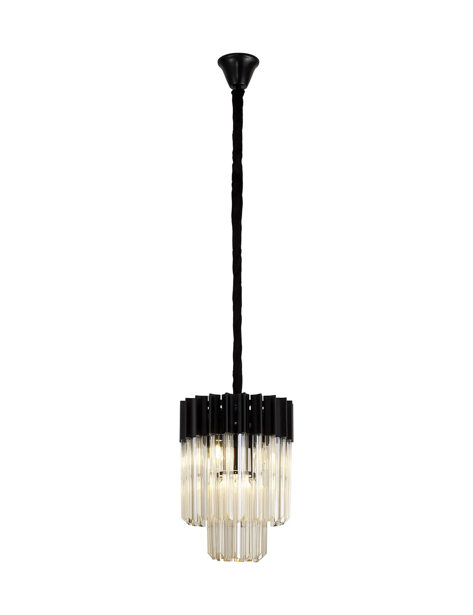 Georgia 4lt Round Pendant - Matt Black/Brass/Polished Nickel