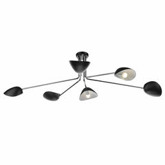 Dar Krug 6 Light Semi Flush Fitting Black & Polished Chrome - Cusack Lighting