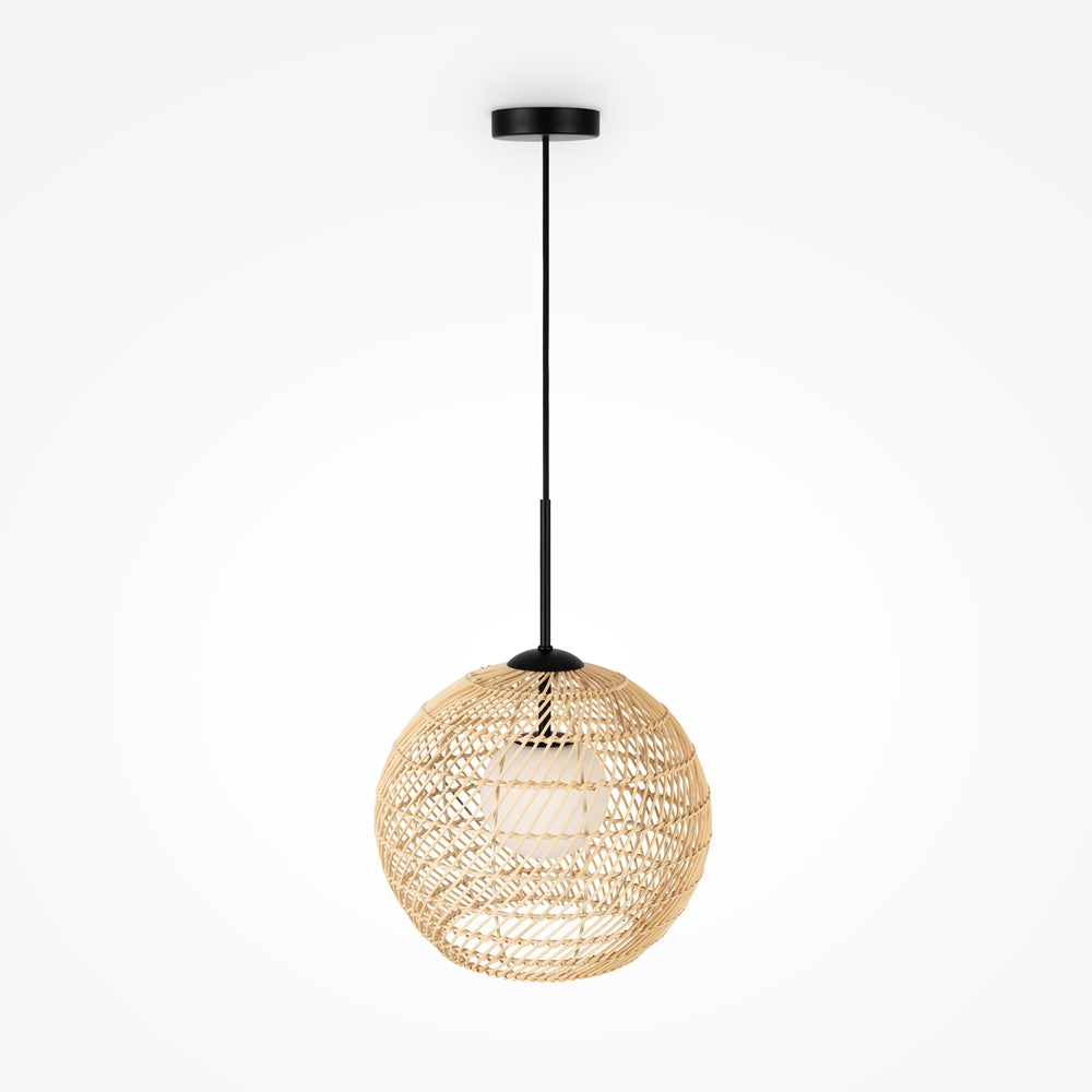 Cane Pendant Light- Black/ Beige Finish