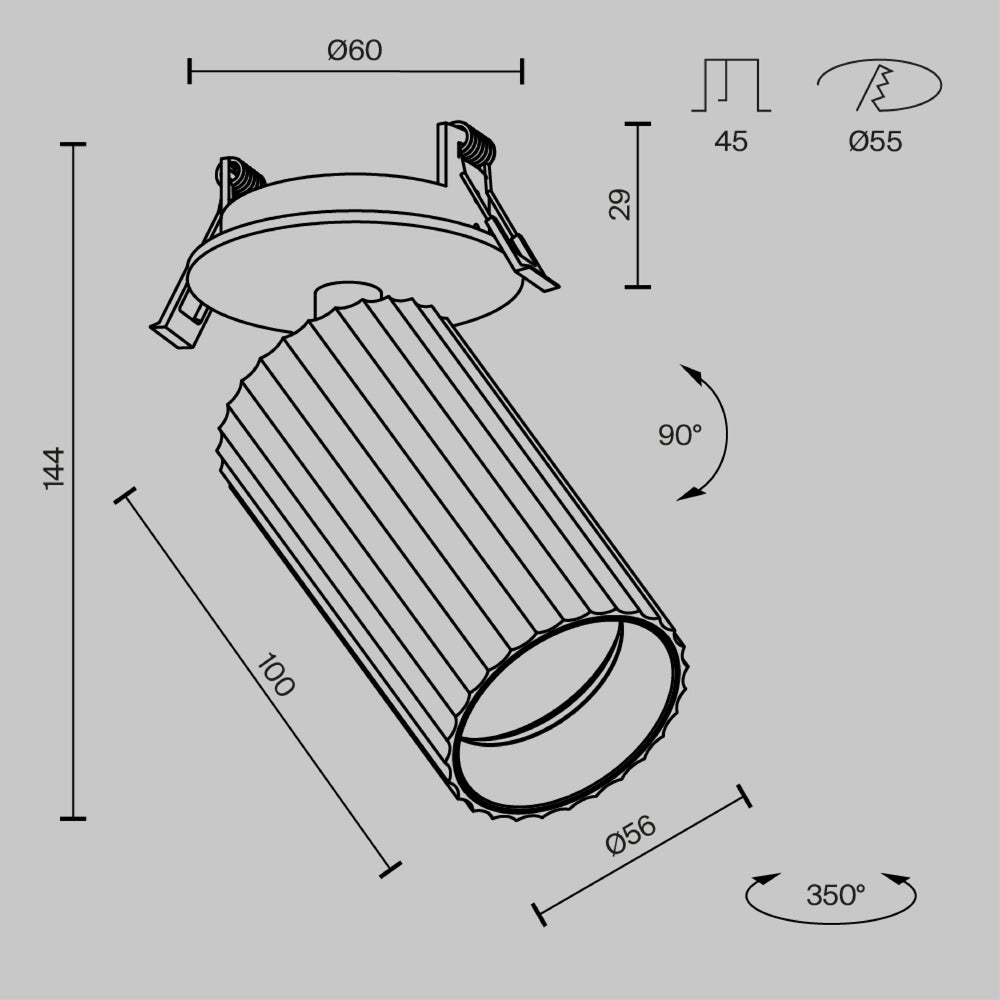 Calipso 10W Recessed Light- Brass/ Black/ White Finish