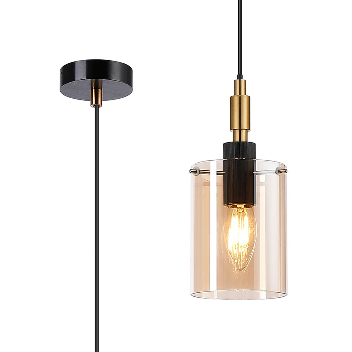 Rochford  Single Pendant Cylinder Glass IP44- Various Finishes